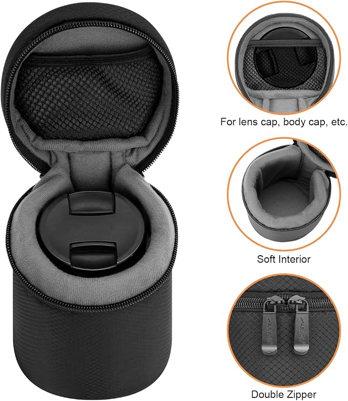 ARVOK Camera Lens Case, Water Resistant Protective Pouch for DSLR Camera, 4 Size Thick Bag for Nikon, Tamron, Sigma, Pentax, Sony, Fuji, Panasonic (4 Pack) - Image 2