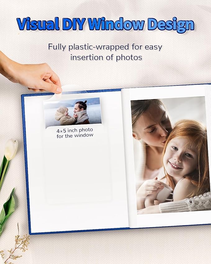 Artfeel Photo Album 4x6 with 100 Pockets,Slip-in Picture Albums,Linen Cover Memory Book with Front Window,White Page Vertical Photo Book for Wedding,Family,Anniversare,Baby,Vacation - Image 2