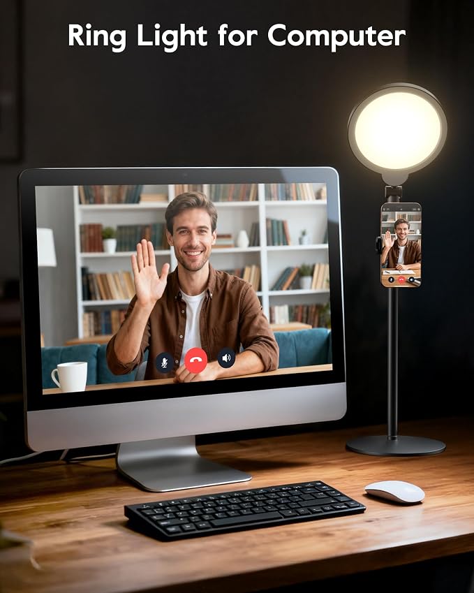 Desk Ring Light with Stand for Computer, 30 Modes Video Conference Lighting | Adjustable Desk Light for Video Recording, Zoom Lighting for Computer, Webcam, Podcast, Calls, Home Office, CRI 97.8 - Image 9