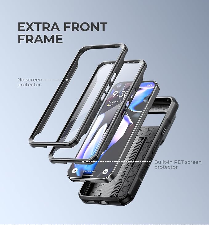 Dexnor for Google Pixel 9 Case with Slide Camera Cover & Built-in Screen Protector & Heavy-Duty Kickstand,Full-Body Protective Cover Rugged Bumper Cases for Pixel 9,Black(2024) - Image 4