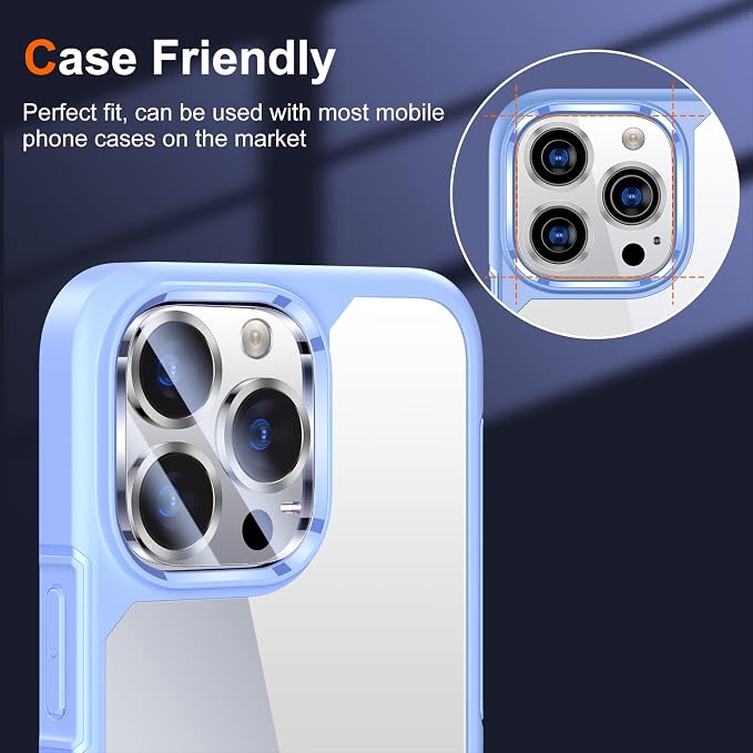 UniqueMe 3 Pack Lens Protector for iPhone 12 Pro/Pro Max 6.1/6.7"-Silver | Tempered Glass, Case Friendly, New version, Scratch-Resistant, Easy Installation - Image 3