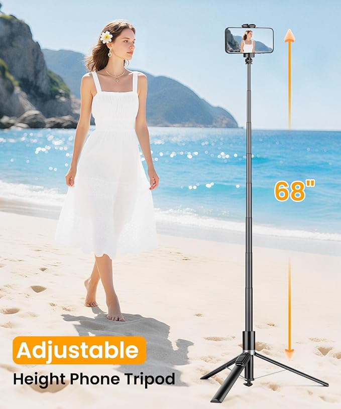 VICTIV 68" Phone Tripod, Auto Open iPhone Tripod with Remote and Fill Light | Extendable Selfie Stick Tripod for iPhone Android, Cell Phone Stand for Video Recording, Selfies, Vlogging, Live Streaming - Image 5