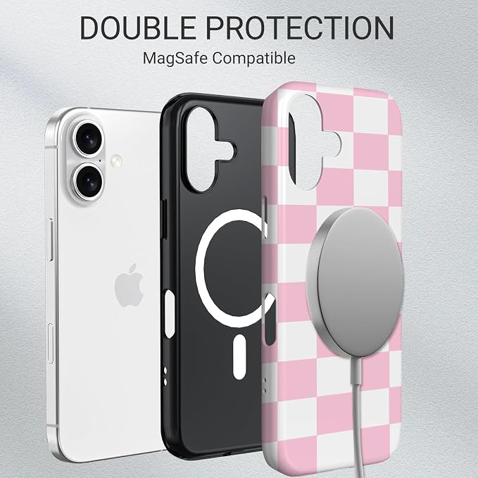 TPU Phone Case for iPhone 17, MagSafe Wireless Charging Compatible, Shockproof Slim Fit Protective Cover with Anti-Yellowing & Raised Camera Protection (Plaid 4, iPhone 17(6.3")) - Image 5