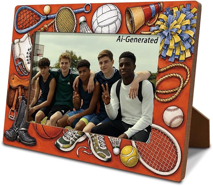 Sports Picture Frame for 4x6 Photo, Multi Sports Photo Frame with Easel Back, Team Memory Desk Shelf Decor, Gift for Athletes Coach Boys Girls Teen Players by Unknown
