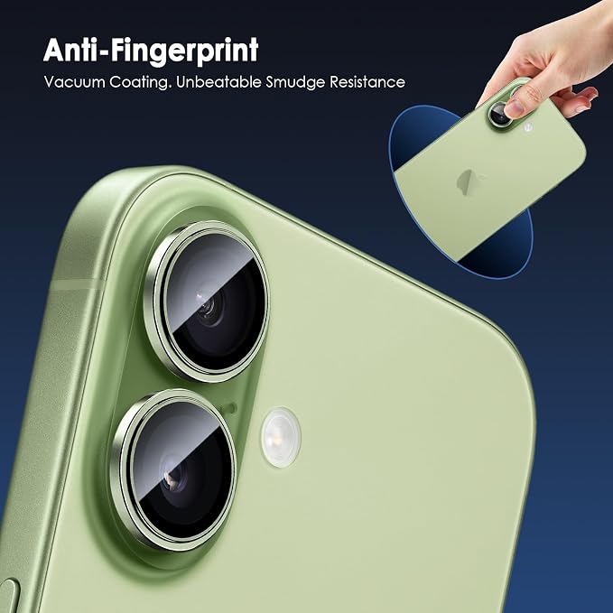 Camera Lens Protector for iPhone 17, Green | AR+AF, 9H Tempered Glass, Individual Metal Ring, Anti Glare, Fall Protection, Camera Screen Cover - Image 6