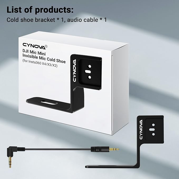Insta 360 X4 DJI Mic Mini Mount, X4 Invisible Mic Bracket | for Insta360 X4 Accessories, Compatible with Insta360 X4 / X3（with 3.5mm Audio Cable） - Image 9