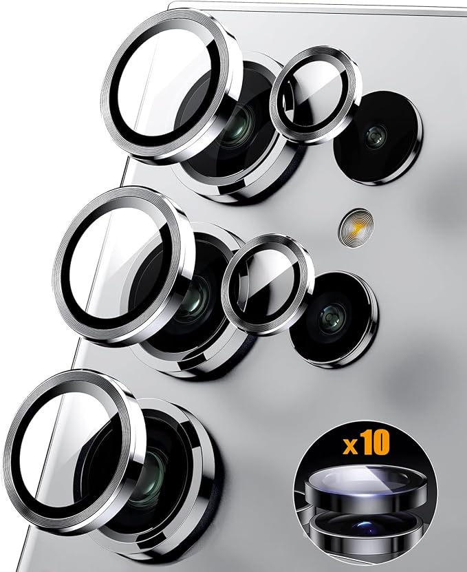 2 Set for Samsung Galaxy S25 Ultra 5G 2025 Camera Lens Protector, Samsung S 25 Ultra 9H Tempered Glass Camera Protector, Ultra HD, Anti Scratch, Silver by Unknown