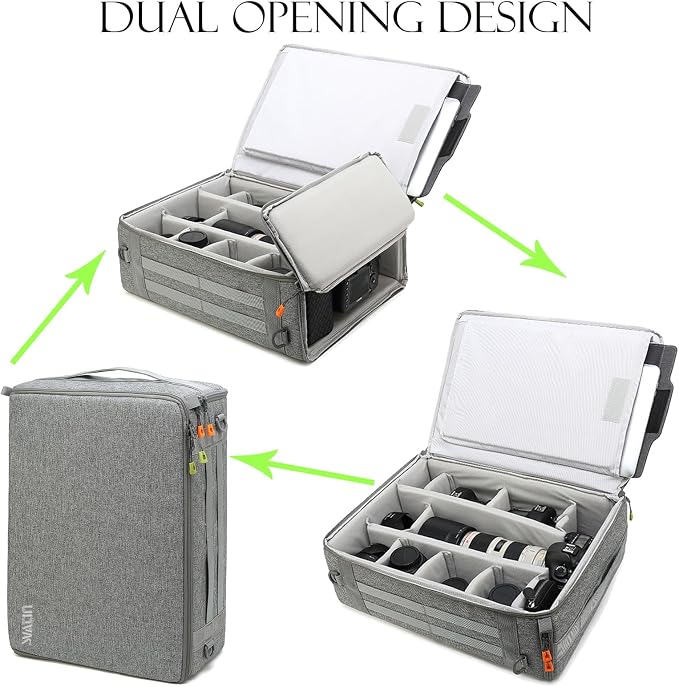 Camera Insert Bag,Shockproof &Pressure-proof Dual Opening Padded Camera Lens Cube Case Backpack,Digital DSLR SLR Mirrorless Cameras Accessories Storage Pouch for Canon,Nikon,Sony(XL) - Image 4