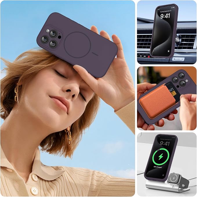 Miracase Magnetic for iPhone 15 Pro Case, Silicone, Soft Microfiber Lining - Image 6