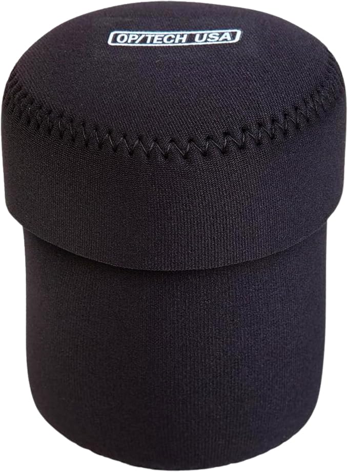 OP/TECH USA Fold-Over Neoprene Lens Pouch – Camera Lens Case for safe Lens Cover storage, Great for Photography & outdoor shoot, Keeps your Lens secure with No-Lose Lid-354 (Black) - Made in USA by OPTECHusa