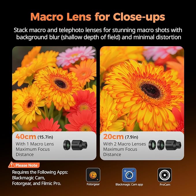 SmallRig 2X Magnification Telephoto Lens & Macro Kit for iPhone 17/16/15 Pro Max, Optical Zoom Teleconverter with 2 Macro Lenses, Compatible with Smartphone 4x/5x/8x Telephoto Camera, T-Mount-5334 - Image 3