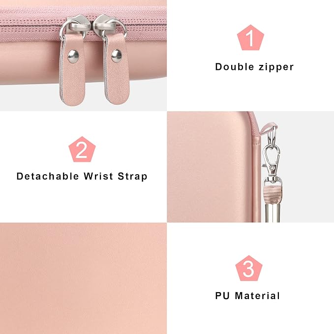 Canboc Carrying Case for HP Sprocket Portable 2x3 Instant Photo Printer | For Kodak Step Wireless Mobile Photo Printer, Zipper Mesh Bag fits Photo Paper Cable, Rose Gold - Image 6