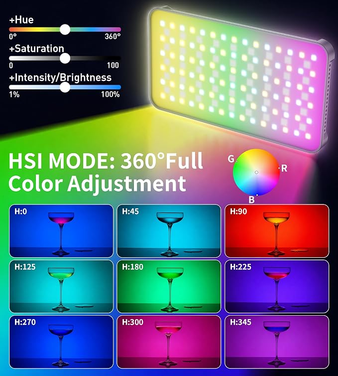 Zecti 135 LED RGB Selfie Phone Light with Metal Hotshoe & Clip | CRI 96+ 2500K-9900K 21 Effects RGB Video Light, 12W 4000mAh Camera Light for iPhones, iPad, Laptop, for Makeup, TikTok, Vlog - Image 3