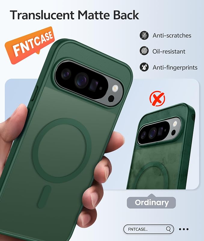 FNTCASE for Google Pixel 10 / Pixel 10 Pro Case, Compatible with Magsafe | Screen Protector, Translucent Matte, 14FT Military Grade Drop Protection, Shockproof Protective Phone Cover, Green - Image 6