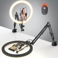 Upgrade Ring Light Overhead Phone Mount, 12”Circle LED Desk Ring Light with Clamp for Video Recording,Flexible Articulating Phone Arm Stand Compatible with iPhone,Live Streaming YouTube Tiktok by CACENCAN