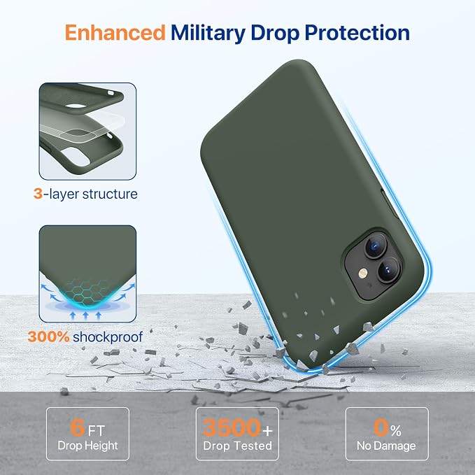 Miracase Silicone for iPhone 11 Phone Case, Dark Green | Soft Anti-Scratch Microfiber Lining, Premium Silicone Cover Shockproof Drop Protection Phone Case for 11 - Image 3