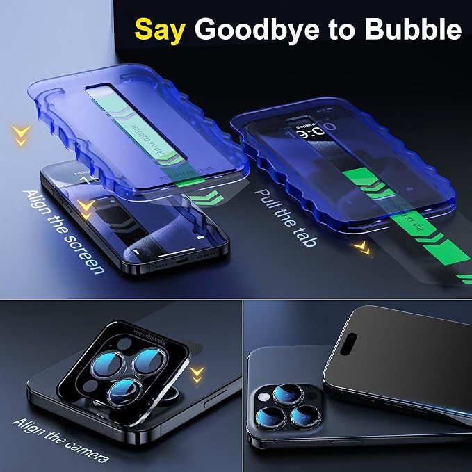 YWXTW 2 Pack Matte Screen Protector for iPhone 16 Pro 6.3 Inch + 1 Set Camera Lens Protector, Anti Glare Anti Fingerprint 16 Pro Glass Screen Protector, Bubble Free, Smooth as Silk - Image 2