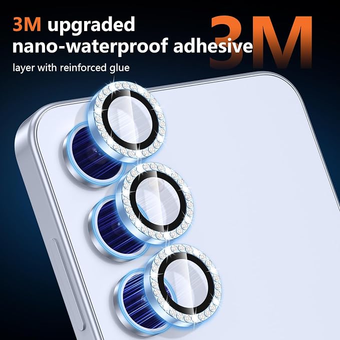 for Samsung Galaxy S24 Plus Camera Lens Protector, Individual Metal Ring Tempered Glass Lens Cover, [Strong Adsorption] Scratch Resistant Ultra-Thin HD Clear Lens Cover, 1 Set-Blue Diamond - Image 5
