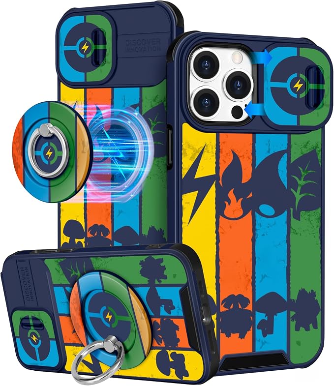 Buleens for iPhone 15 Pro Max Case 6.7 Inch - with Ring Stand & Camera Cover Aesthetic Cute Designed Girls Women Girly Unique Kawaii Cartoon Phone Case for iPhone 15 Pro Max Compatible with Magsafe by Buleens