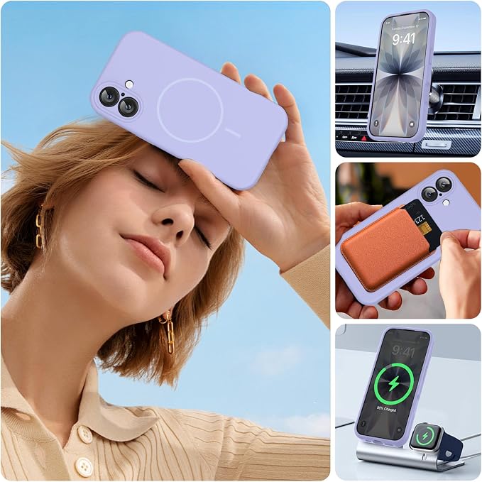 Miracase Silicone & Magnetic for iPhone 17 Case, Light Purple | Compatible with MagSafe, Silicone Camera Control Cover, Soft Microfiber Lining, Shockproof Drop Protection Phone Case for 17 - Image 6