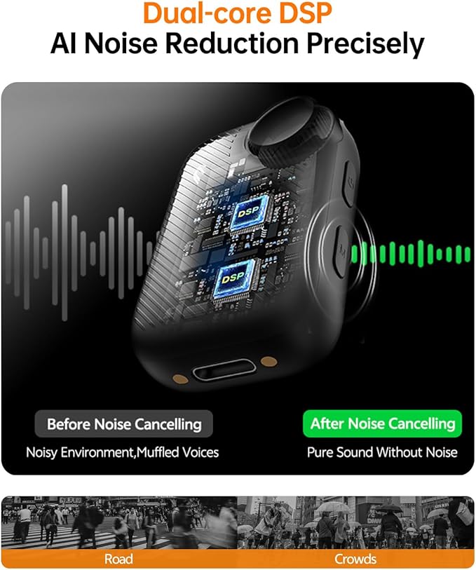 PQRQP S20 Mic (2 TX + 1 RX + Charging Case), Mini Microphone for iPhone/Android/Camera, 48kHz/24-bit High Audio, AI Noise Cancelling, 48h Use, 820ft Range, Wireless Microphones for Vlog, Streaming - Image 4