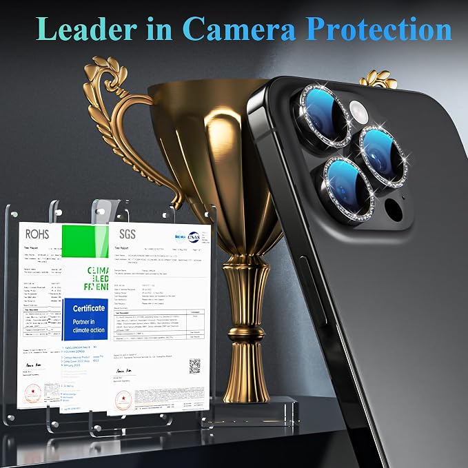 YWXTW Designed for iPhone 16 Pro/iPhone 16 Pro Max Camera Lens Protector Bling, [New Glitter Design] Individual Metal Tempered Glass Camera Cover Accessories Case Friendly (Black Titanium) - Image 2