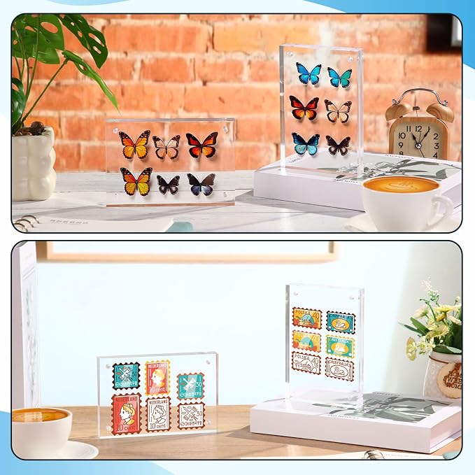 Kigley 6 Pcs 4 x 6 Inch Acrylic Picture Frames, Clear Acrylic Photo Business Card Frame Desktop Display Double Sided Wallet Size Frame Freestanding Frames for Film Photos Cards Stamp - Image 7