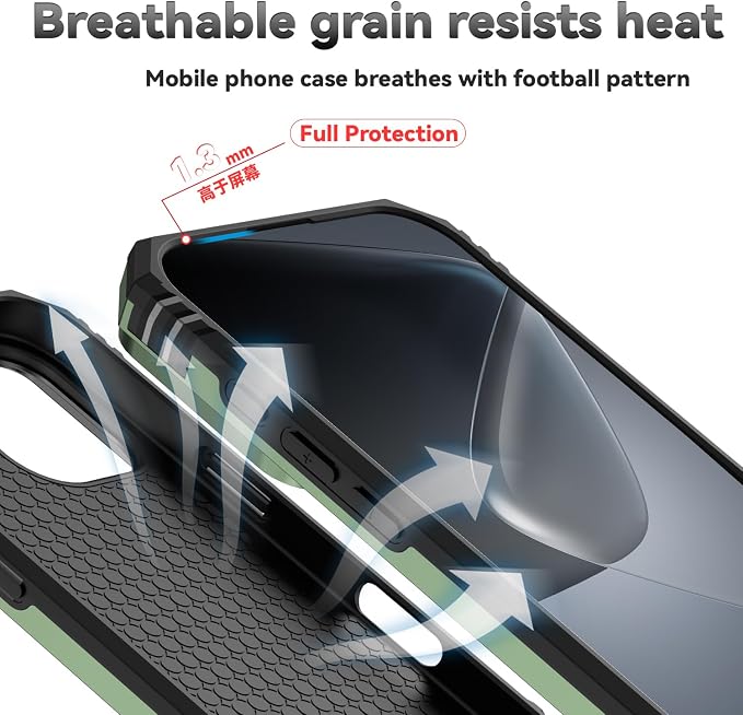 SunStory Phone Case for iPhone 17 Case with HD Screen Protector & Slide Camera Cover & Rotated Ring Kickstand, [Military-Grade] Phone Case for iPhone 17, Army Green - Image 8