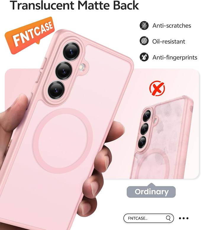 FNTCASE for Samsung Galaxy S26 Plus Case, Fit for Magsafe, Screen Protector | Full Camera Protection, Translucent Matte, 14FT Military Grade Drop Proof, Shockproof Protective Phone Cover, Light Pink - Image 6