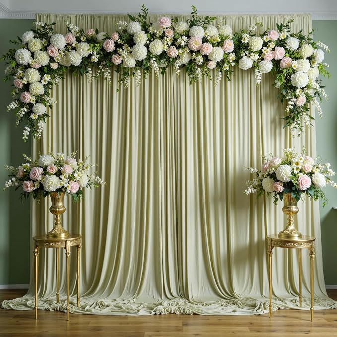 10 ft x 8 ft Wrinkle Free Light Green Backdrop Curtain for Parties, Light Green Polyester Photo Backdrop Drapes for Baby Shower Wedding Engagement Birthday Party Backdrop Stand,5ft x 8ft 2 Panels - Image 7