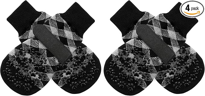 EXPAWLORER Anti Slip Dog Socks to Prevent Licking Paws, Dog Shoes for Hot Pavement, Dog Booties for Small Medium Large Senior Dogs, Traction Control Boots & Paw Protectors for Hardwood Floors by EXPAWLORER