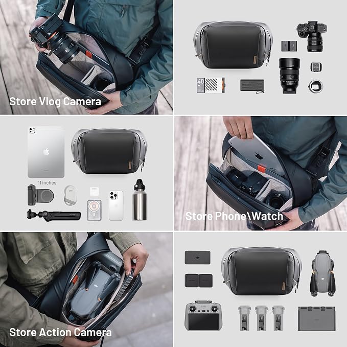 PGYTECH OneGo Solo V2 Camera Sling Bag 6L Crossbody Black Camera Bag | Camera Case for Urban Travel Photographers, Mirrorless Camera Bag for Sony/Canon/Nikon/DJI Mavic/Air/Mini/Tripod/Laptop - Image 2