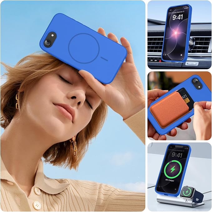 miracase Magnetic for iPhone 17e Case & iPhone 16e Case, [Soft Anti-Scratch Microfiber Lining], Compatible with MagSafe, Silicone Shockproof Protection Phone Case for iPhone 17e/16e, Blue - Image 5