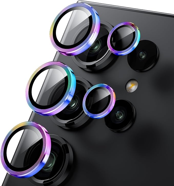 WSKEN for Samsung Galaxy S24 Ultra Camera Lens Protector - Ultra Thin | Case Friendly, 9H Shatterproof Tempered Glass, Anti Scratch Metal Circle, Camera Screen Protector Cover Accessories, Colorful by SmartProtectionGreenerFuture