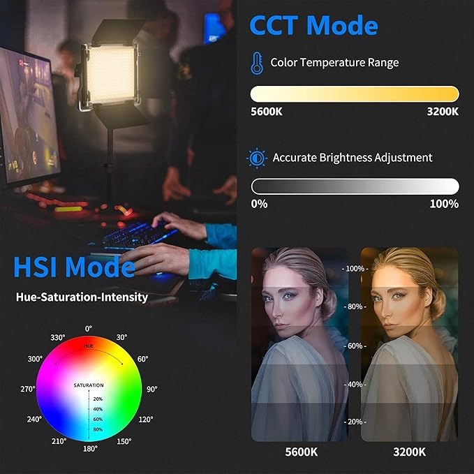 NEEWER 660 PRO RGB LED Video Light with App Control/Barn Door/U Bracket | 360° Full Color, CRI 97+, 50W Panel Studio Light, for Gaming Live Streaming YouTube Webex Recording, Filming, Photography - Image 5