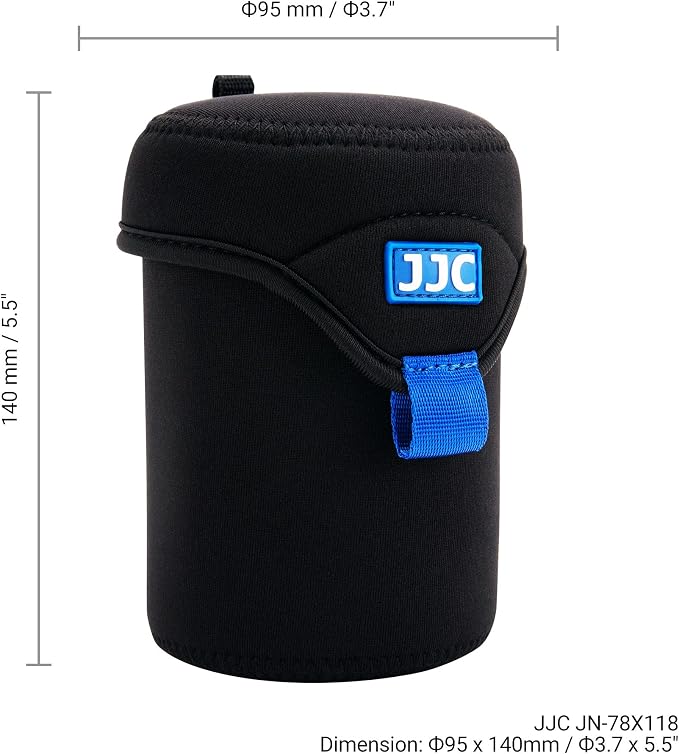 JJC Small Neoprene Camera Lens Pouch Case, Fits Lens up to 3.1 x 4.6inches | Water-Resistnat, Fold Over Closure, Compatible with Canon RF 85mm f/2, Nikon Nikkor Z 85mm f/1.8, Sigma 16mm f/1.4 - Image 6