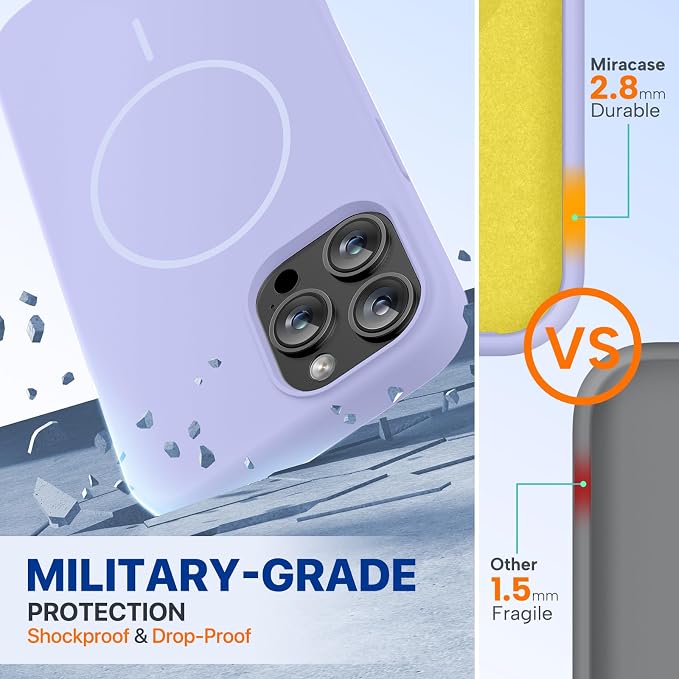 Miracase Silicone & Magnetic for iPhone 12 Pro Max Case, Light Purple | Compatible with MagSafe, Soft Microfiber Lining, Premium Silicone Case Shockproof Drop Protection Phone Case for 12 Pro Max - Image 3