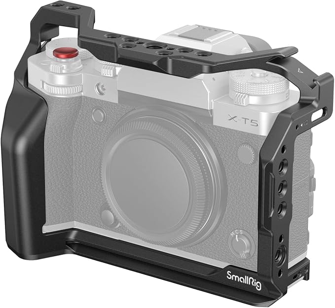 SMALLRIG Aluminum Camera Full Cage for FUJIFILM X-T5 with Shutter Button | Built-in QD port, NATO rails, and quick release plate for Arca by SmallRig