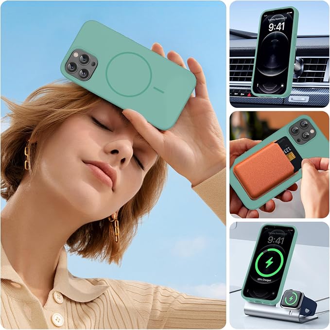 Miracase Silicone & Magnetic for iPhone 12 Pro Max Case, Midnight Green | Compatible with MagSafe, Soft Microfiber Lining, Premium Silicone Case Shockproof Drop Protection Phone Case for 12 Pro Max - Image 8