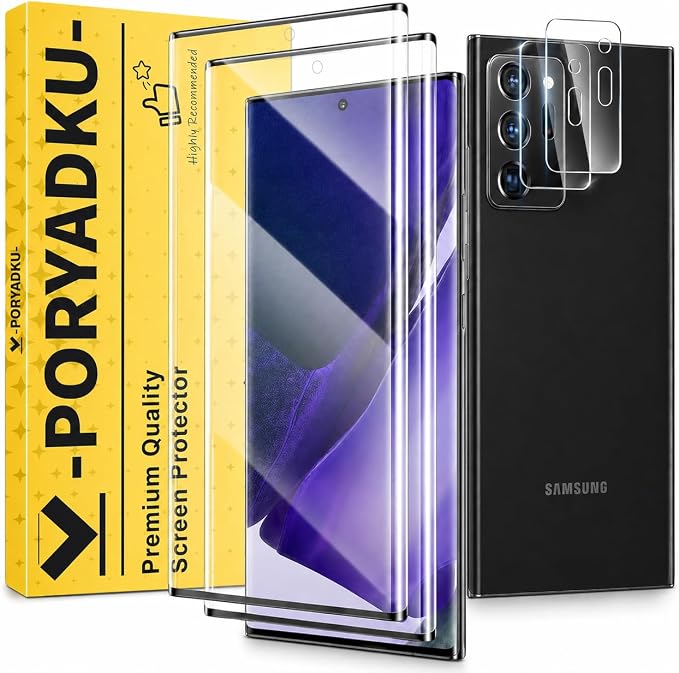 V-PORYADKU 2+2 Pack for Samsung Galaxy Note 20 Ultra Screen Protector | Camera Lens Protector, 9H Tempered Glass, Anti-Scratch, Fingerprint Unlock, HD Clear, Case Friendly by PORYADKU