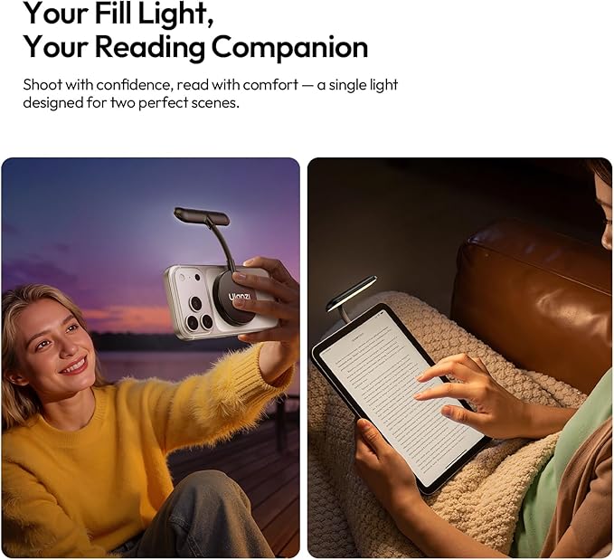 ULANZI M10 Magnetic Selfie Light Gooseneck Phone Reading Light with Magsafe | 2500-4500K 5 Brightness Levels & Modes Portable Flexible Arm Fill Light Video Conference Light for iPhone/Android/iPad/Laptop - Image 3