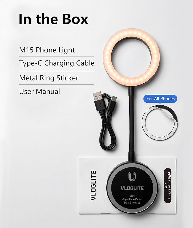 Magnetic Selfie Light,Gooseneck LED Ring Light, Portable Reading Light, Video Conference Light, 5 Brightness Levels,8 CCT Adjustable, Flexible Arm LED Lights for iPhone,iPad,Laptop,Kindle,Book - Image 8