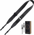 Padwa Lifestyle Black Adjustable Camera Strap - 1.5" Top Layer Cowhide Head Camera Straps for Photographers, Nylon Adjustable Neck Shoulder & Crossbody Strap Quick Release for All Cameras by PadwaLifestyleCameraStrap