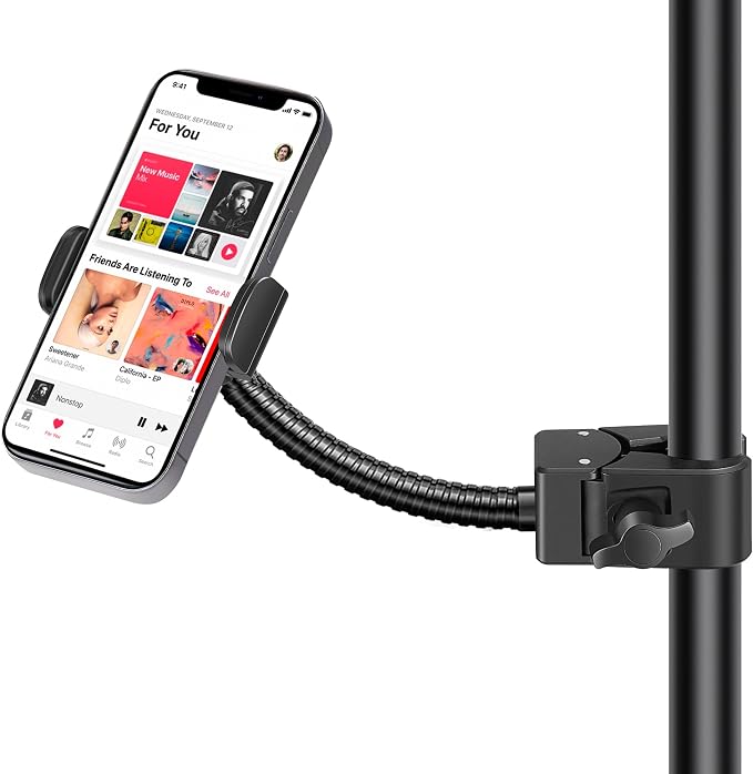 InnoGear Mic Stand Phone Holder Music Stand for All Smartphones | Horizontal, Vertical, Titled, Flexible Gooseneck, For All Phone Cases, Strong Grip, Stable, For 2.36"-3.54" Phones by InnoGear