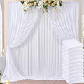50ft×10ft Wrinkle Free White Backdrop Curtain for Parties, 10 Panels 5×10ft Polyester Photo Backdrop Drapes Wedding Back Drop Cloth for Birthday Baby Shower Photography Background Curtains by ENJOYYOURPARTY