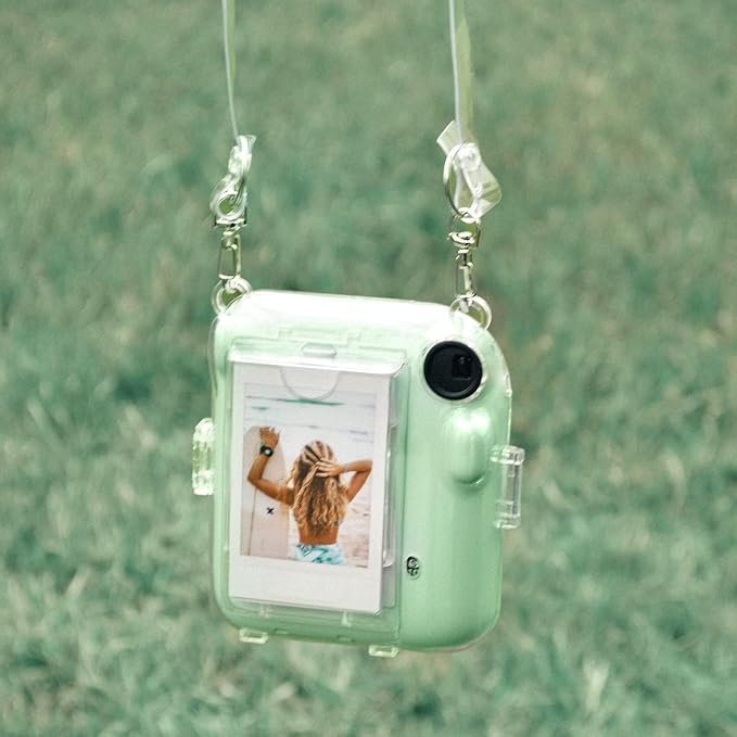 Rieibi Clear Case Compatible with Fuji Instax Mini 12, Hard Carrying Case Bag for Fujifilm Instax Mini 12 Instant Camera, PC Cover with Photo Storage Pocket & Shoulder Strap - Image 6