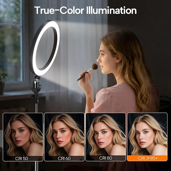 EMART 10" Ring Light with 55" Extendable Tripod Stands and Phone Holder | Dimmable LED Circle Round Light for Selfie Camera Photography, Makeup, YouTube Video, Vlogging, Live Streaming - Image 4