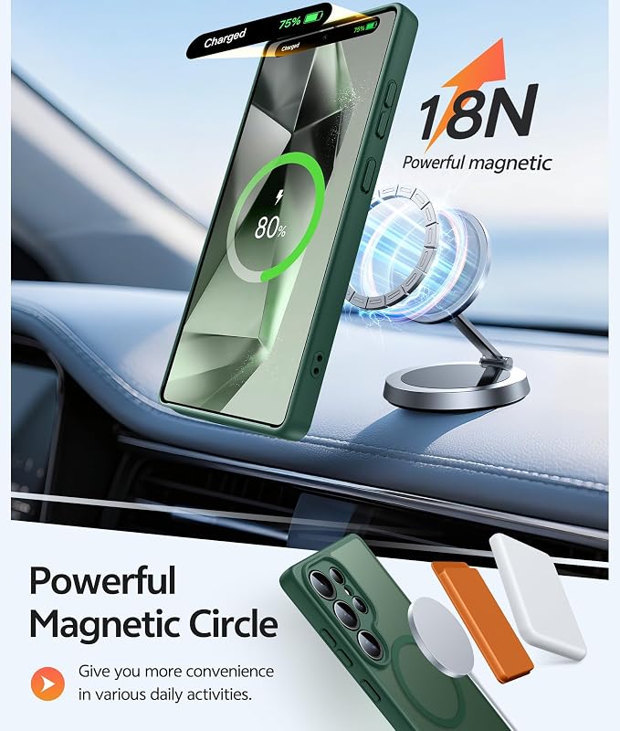 FNTCASE for Samsung Galaxy S24 Ultra Case, Compatible with Magsafe Green | Screen Protector, Full Camera Protection, Translucent Matte, 14FT Military Grade Drop Proof, Protective Phone Cover - Image 3