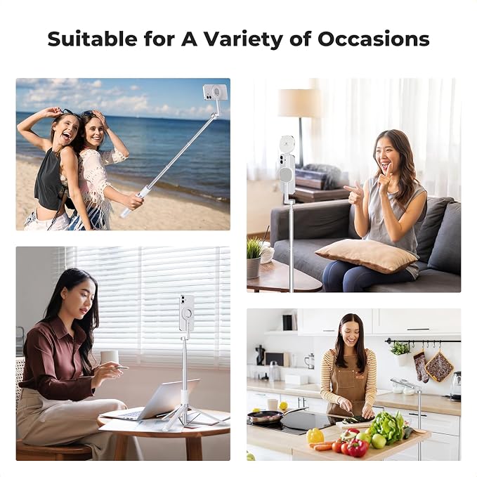 K&F CONCEPT Lightweight 71 inch Magnetic Selfie Stick Tripod | Portable Extendable, Bluetooth Remote, 3-Axis Adjustment Aluminium Vlog Rig Compatible with iPhone 17 16 15 14 Pro Max, MS18 - Image 8