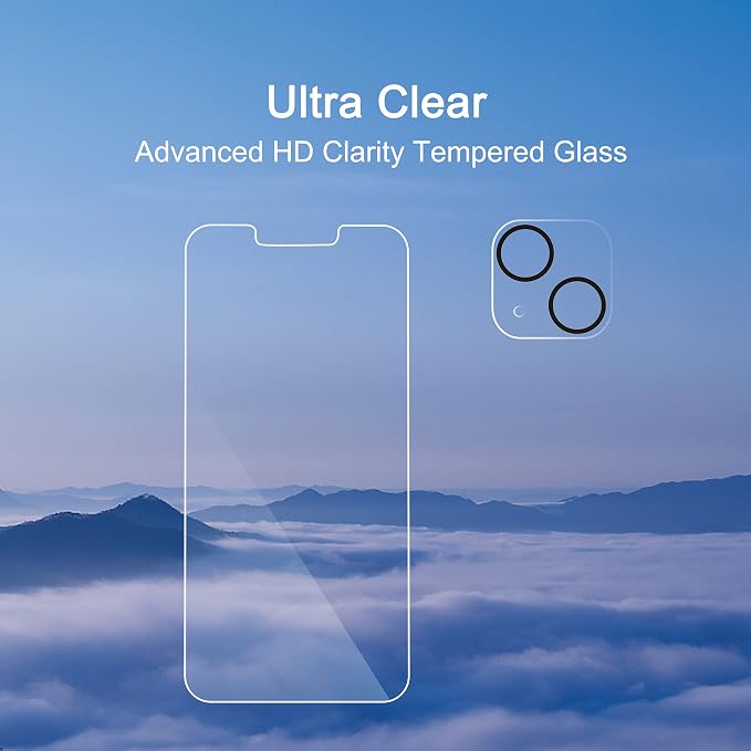 Ailun Screen Protector + Camera Lens Protector for iPhone 13, 2+2 Pack | 6.1 inch, Tempered Glass, HD - Image 4